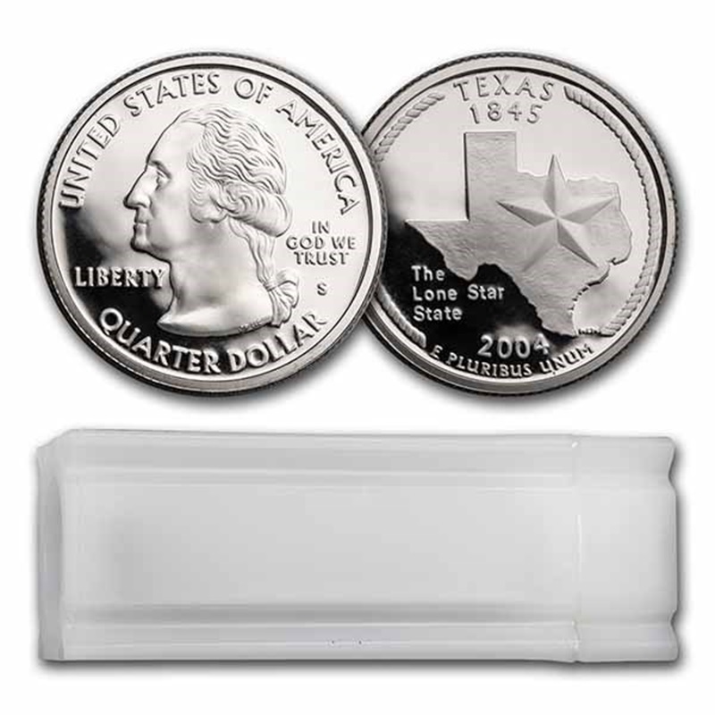 2004-S Texas Statehood Silver Proof Quarter 40-Coin Roll
